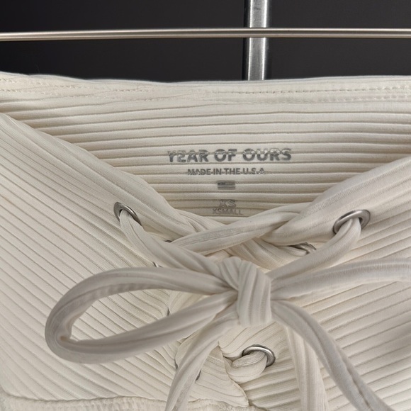 NWT YEAR OF OURS Ribbed Football Leggings Lace-Up Pants • White • XS - Picture 5 of 14